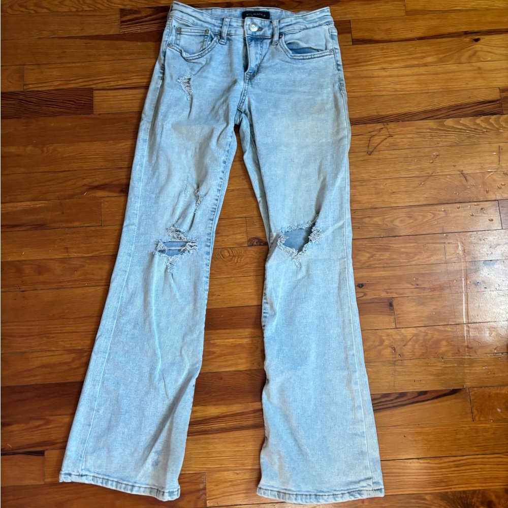Aeropostale Light Blue Distressed Flare Jeans